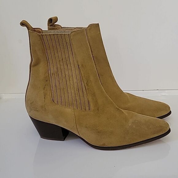 Sandro Amelya Ankle Boots with Elastic in Brown Suede Leather - Picture 4 of 11